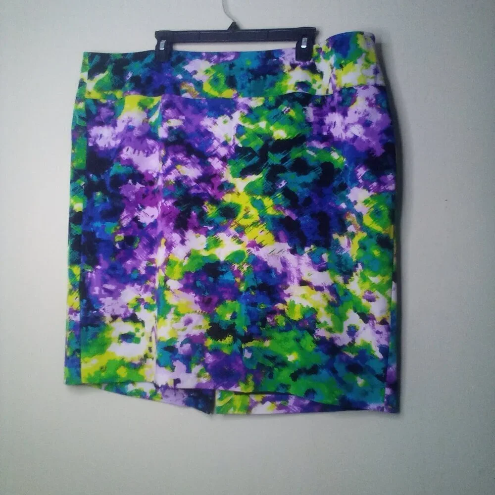 Lane Bryant Skirt 24 Women Straight Pencil Knee Length Pattern Colorful